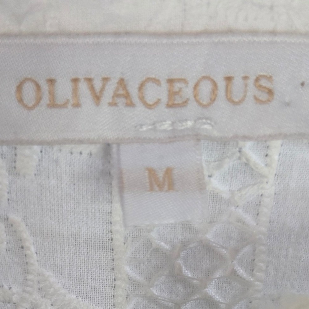 Olivaceous White Embroidered Tiered Midi Dress Cottagecore Prairie Boho Size M - Picture 10 of 11